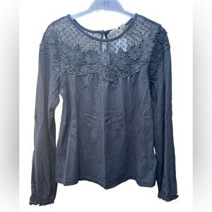 GAP Kids Long Sleeve Black Lace Top Size L (10)